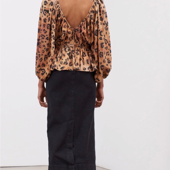 💞New Mara Hoffman Maud peplum top in leopard print - Picture 2 of 3